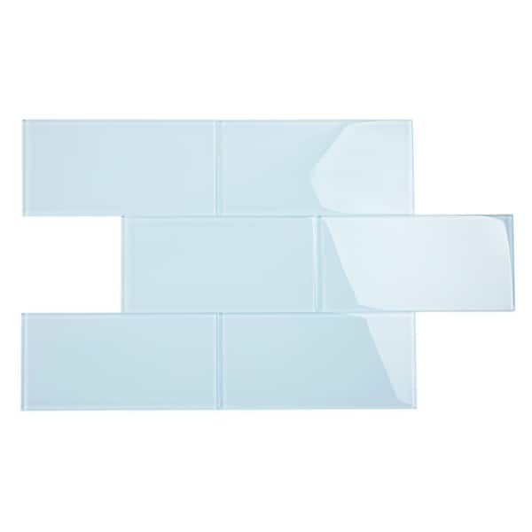 Giorbello Morning Sky Blue 6 in. x 12 in. x 8mm Glass Subway Wall Tile (5 sq. ft./Case)