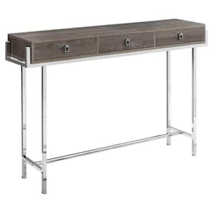 48 in. Dark Taupe Standard Rectangle Console Table with Drawers