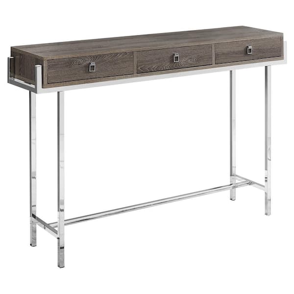 Unbranded 48 in. Dark Taupe Standard Rectangle Console Table with Drawers