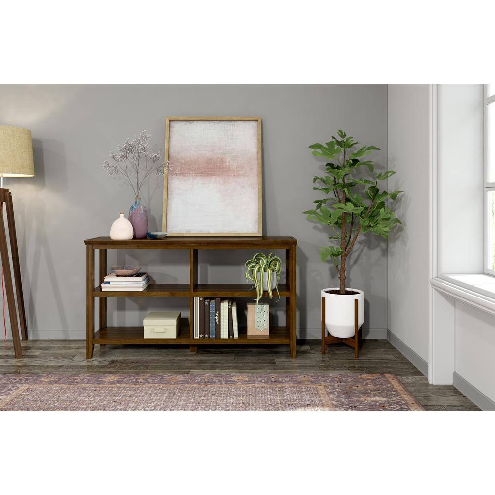 Walnut Brown 2-Tier Low Wooden Bookcase