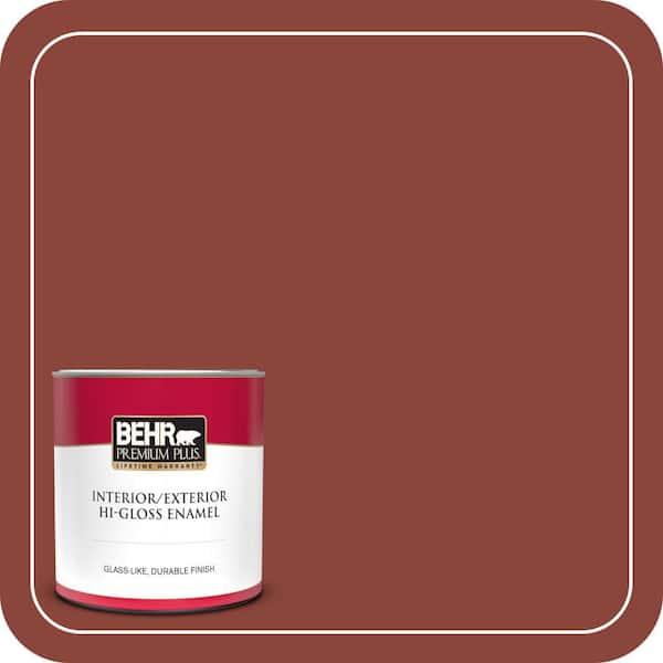 BEHR PREMIUM PLUS 1 qt. #ECC-46-3 Red Hawk Hi-Gloss Enamel Interior/Exterior Paint & Primer