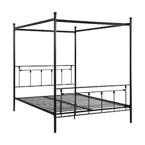 Crsoby Black Metal Frame Queen Canopy Platform Bed