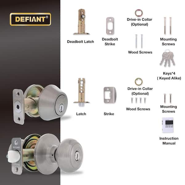Defiant Hartford Satin Nickel Combo Pack with Single Cylinder