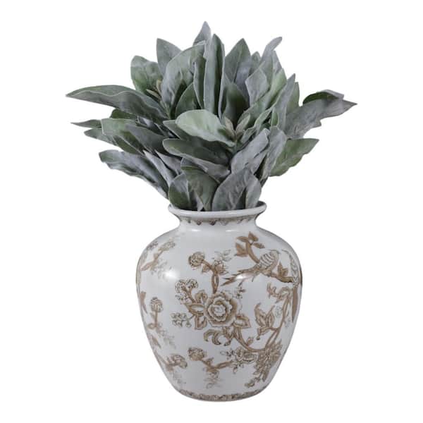 Liv & Skye 10.25 in. Brown/White Ceramic Amphora Decorative