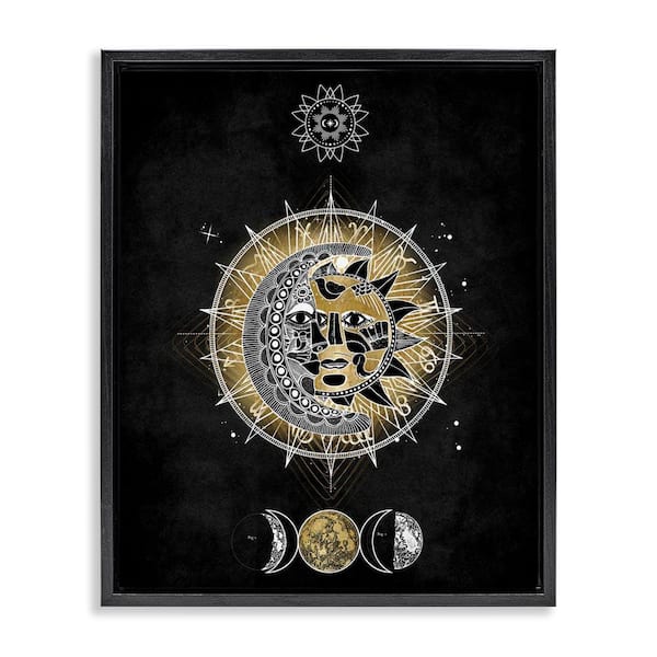 Stupell Industries Lunar and Solar Fractal by Oliver Jeffries Black Floater Frame Religious Graphic Art Print 31 in. x 25 in.