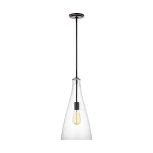 Arilda 1-Light Bronze Pendant with Clear Glass Shade