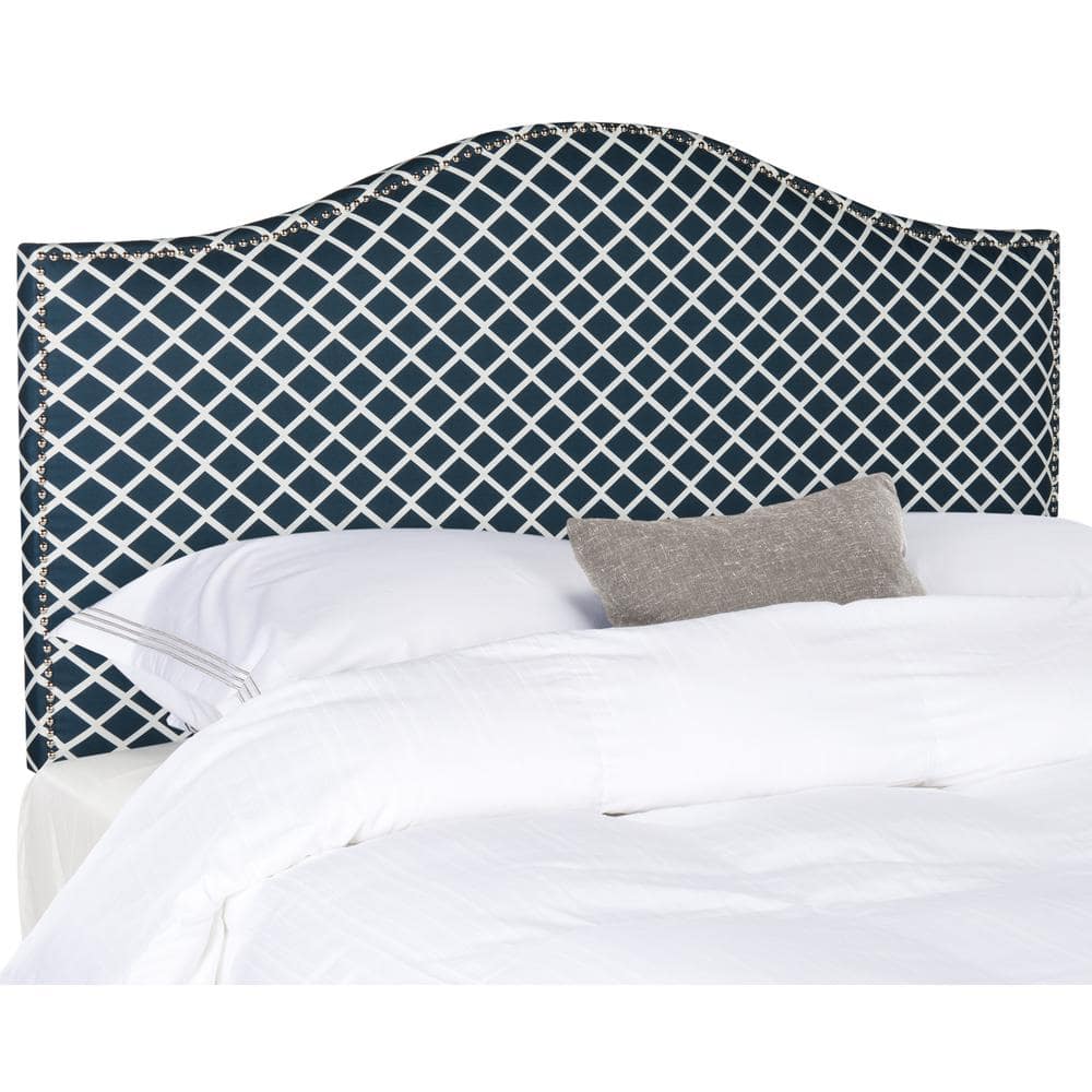 SAFAVIEH Connie Navy White Full Upholstered Headboard MCR4619Z The   Navy White Safavieh Headboards Mcr4619z 64 1000 