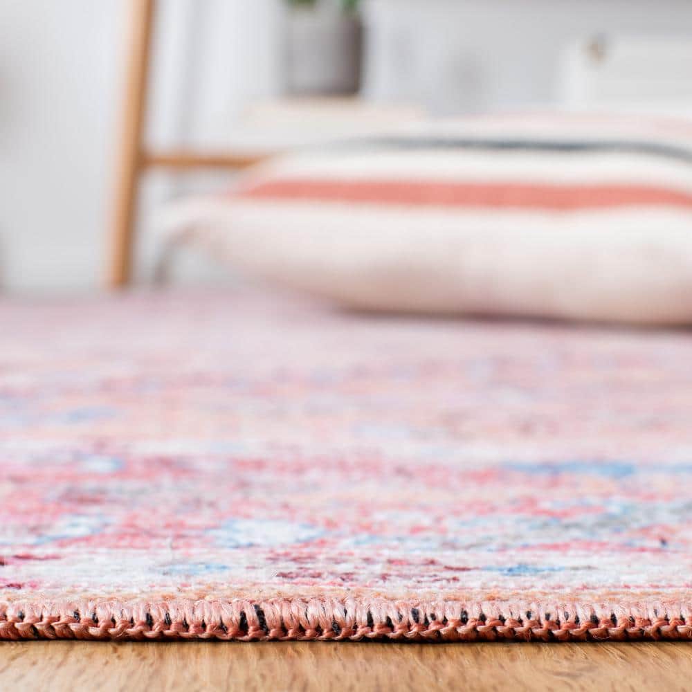 Beige and Pink Hand-Knotted Rectangular Area Rug 4' x 6'