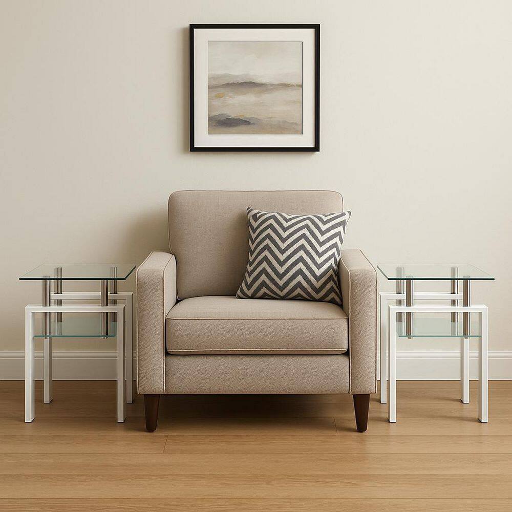 17.71 in. Clear Square Glass End Table