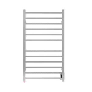 Radiant Square Large 12-Bar Hardwired Electric Towel Warmer in Polished Stainless Steel