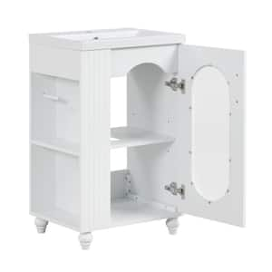 20 in. W x 15.6 in. D x 30 in. H Single Sink Freestanding Bath Vanity in White with White Ceramic Top