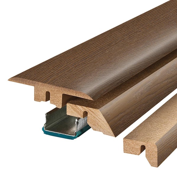 Dark Roast 0.75 in. T x 2.37 in. W x 78.7 in. L Textured Wood Look Laminate Moulding/Trim 4 in 1 Molding