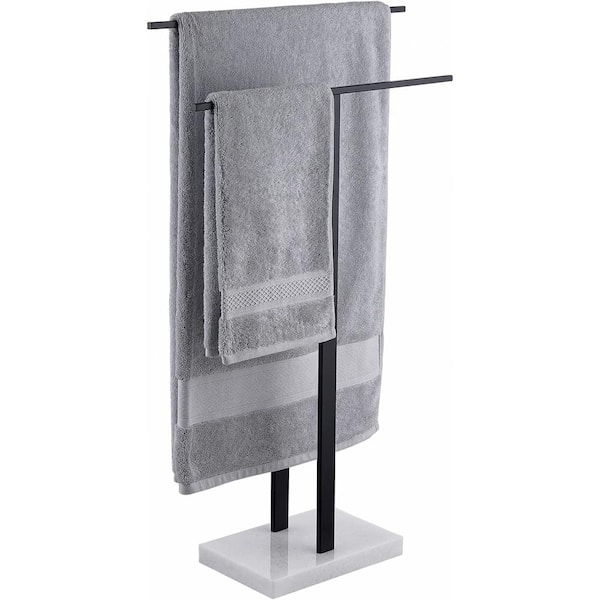 20 in. x 34 in. Floor Mount Matte Black Towel Rack Stainless Steel 16GS ...