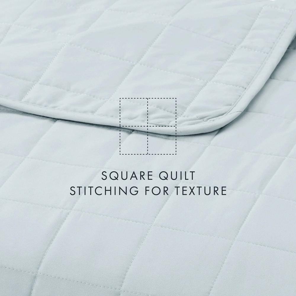 Pale Blue Full Microfiber Quilted Coverlet Set