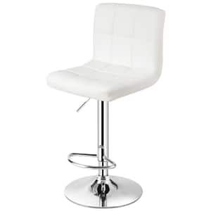 38 in. White Low Back Metal Adjustable Height & 360-Degree Swivel Bar Stool