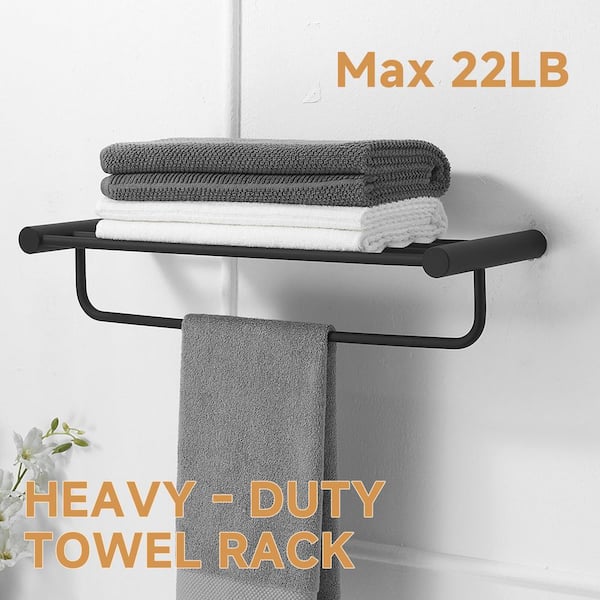 4-Piece Bath Hardware Set with 24 in. Towel Rack, Toilet Paper Holder and Towel Hook in Matte Black