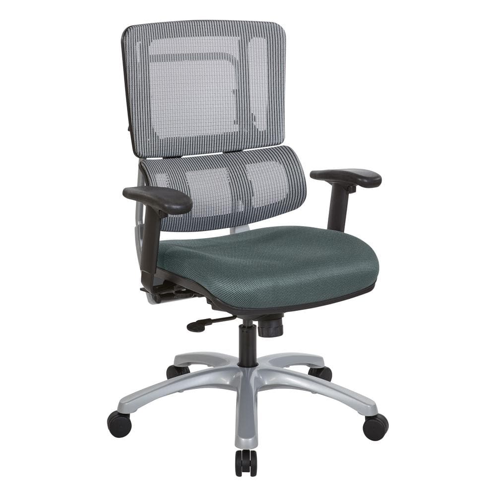 Silver Executive Mesh-Back Swivel Office Chair with Adjustable Arms
