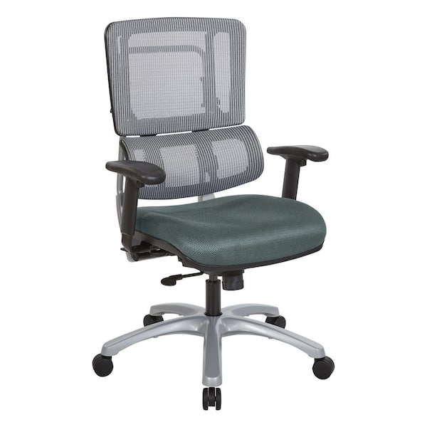 Vertical Grey Mesh Back Chair with Silver Base and Grey Seat