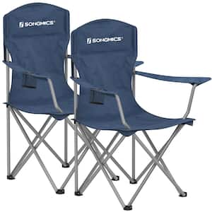 Unique Folding Camping Chair with Cup Holders for Camping Fishing Sporting Events, Blue, Set of 2