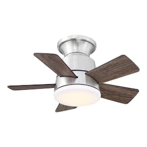 Evaluna 24 in. Integrated LED Indoor Brushed Nickel Flush Mount Ceiling Fan with Light and Remote Control