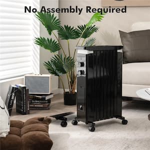 1500-Watt Black Electric Oil Filled Radiator Heater Space Heater with Heat Settings