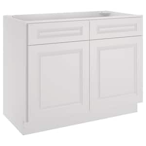 42-in W X 24-in D X 34.5-in H in Raised Panel Dove Plywood Ready to Assemble Floor Base Kitchen Cabinet with 2 Drawers