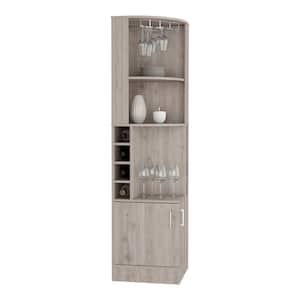 18.4 in. W x 18.4 in. D x 71.1 in. H Gray Triangle Linen Cabinet with 8 Wine Cubbies and 4 Shelves