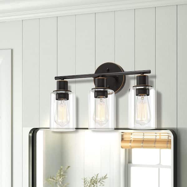 17 in. 3-Light Bathroom Light Fixtures Oil Rubbed Bronze Vanity Light