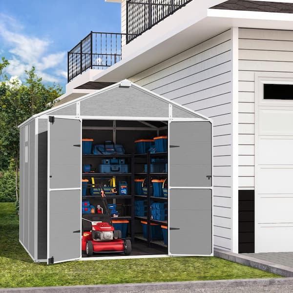 JOYSIDE 8 ft. x 8 ft. Durable Resin Garden Outdoor Storage Shed