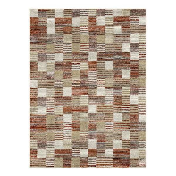 Home Decorators Collection Pernette Red/Beige 6 ft. 6 in. x 9 ft. Geometric Area Rug