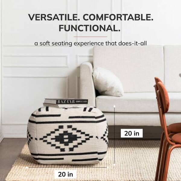 Anji Mountain 20 in. x 20 in. x 20 in. Noir Noor Ivory and Black
