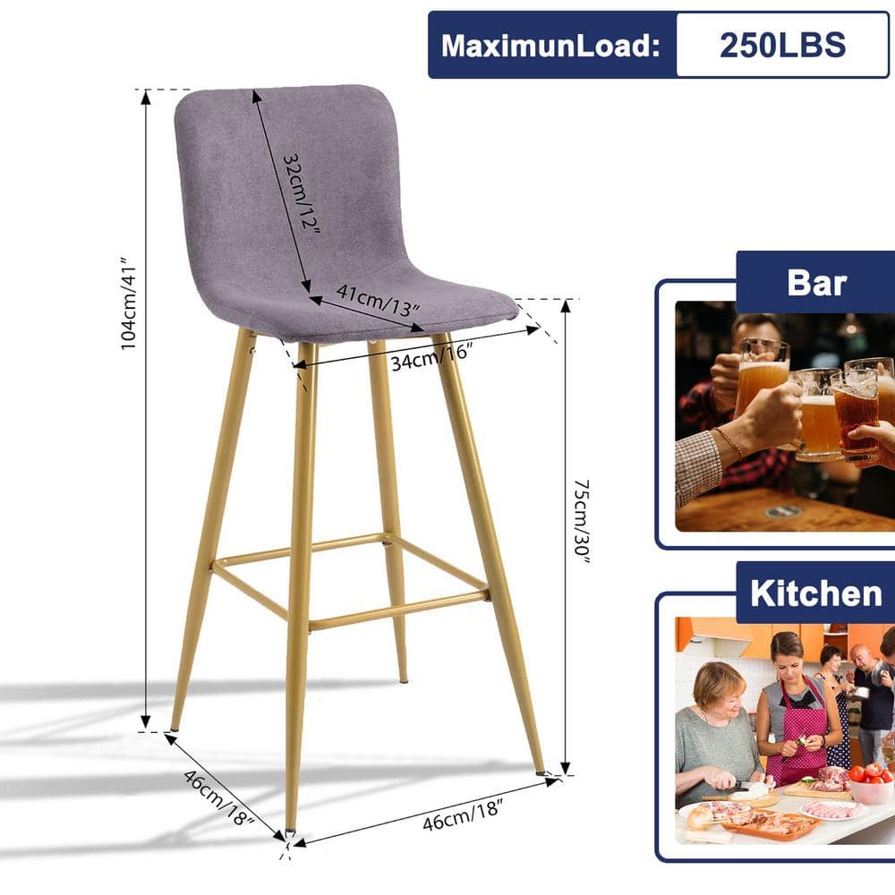 Technical dimensions and load capacity for a bar stool.