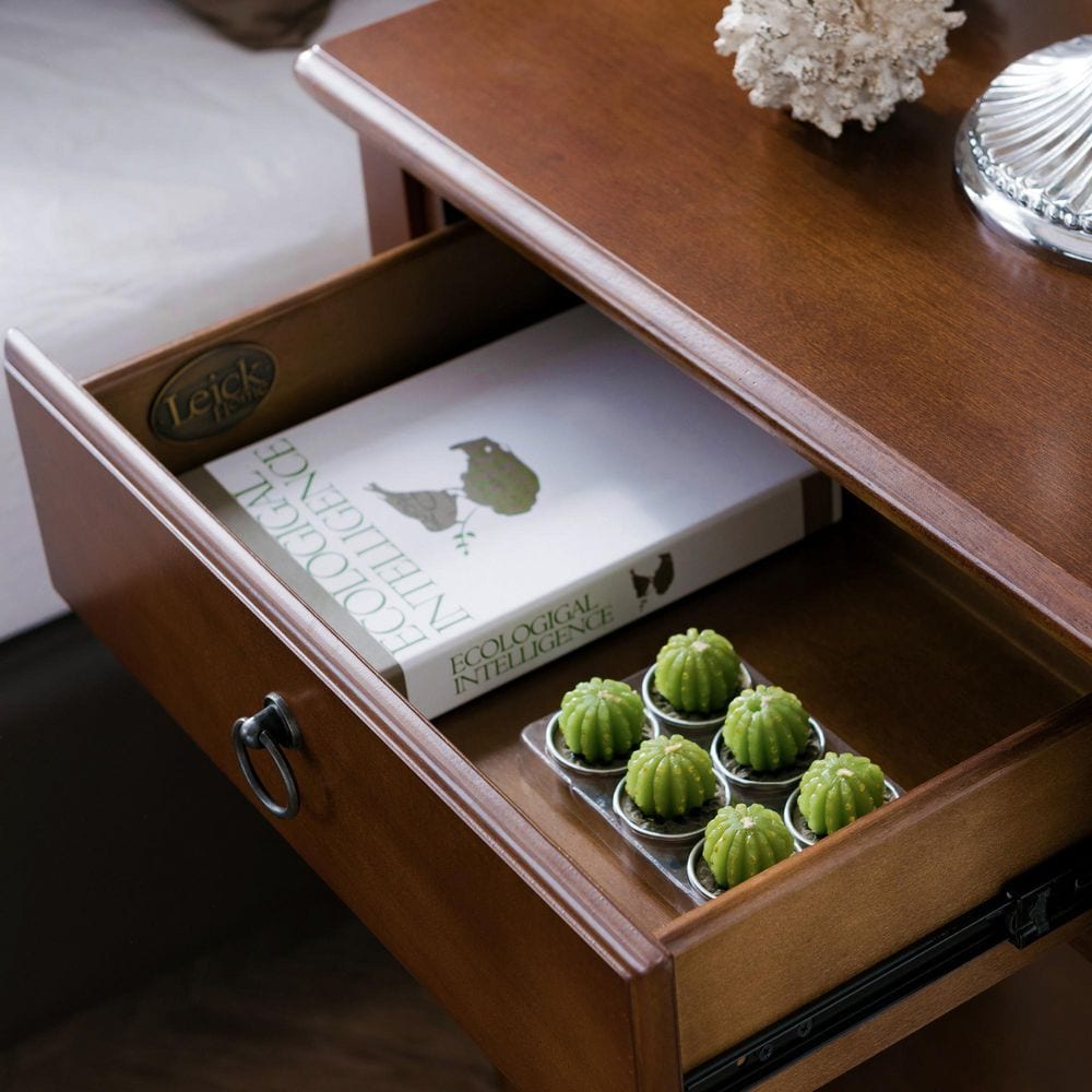 Pecan Brown Solid Wood Coastal Side Table with USB-C Fast Charging Station