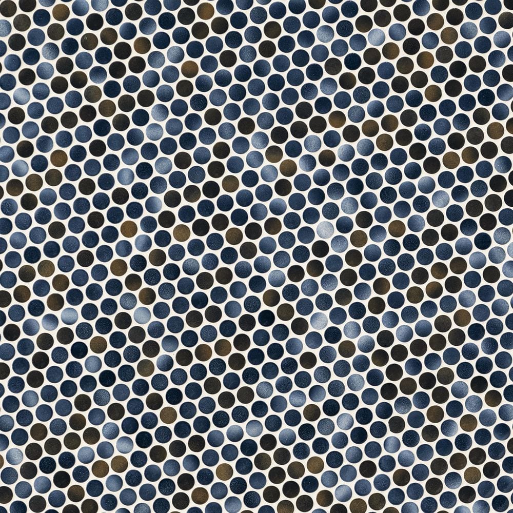 Azul Glossy Penny Round Porcelain Mosaic Tile 12" x 13"