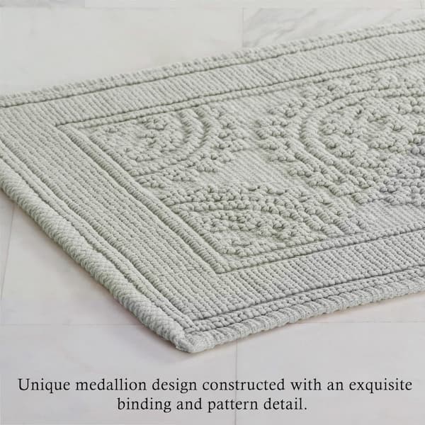 17x24 Braided Cotton Chenille Chain Stitch Bath Rug Dark Gray