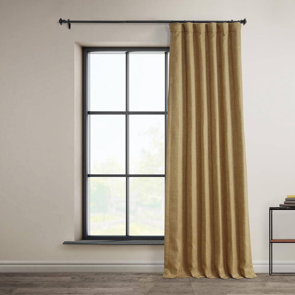 Butterscotch Faux Linen Blackout Puddle Length Window Panel