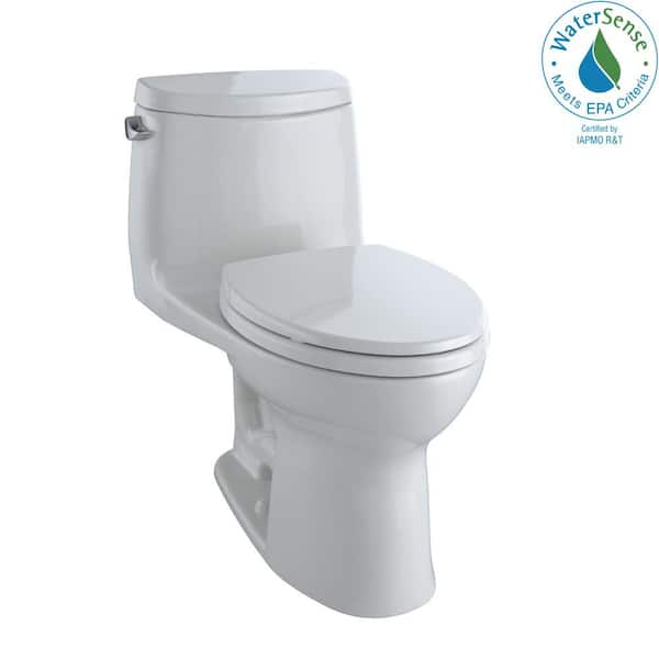 TOTO UltraMax II 1-Piece 1.28 GPF Single Flush Elongated Toilet with CeFiONtect in Colonial White Seat Included