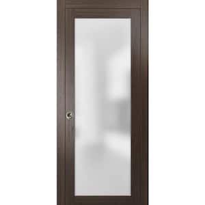 24 in. x 96 in. 1-Panel Grey Finished Solid Wood Sliding Door with Pocket Hardware