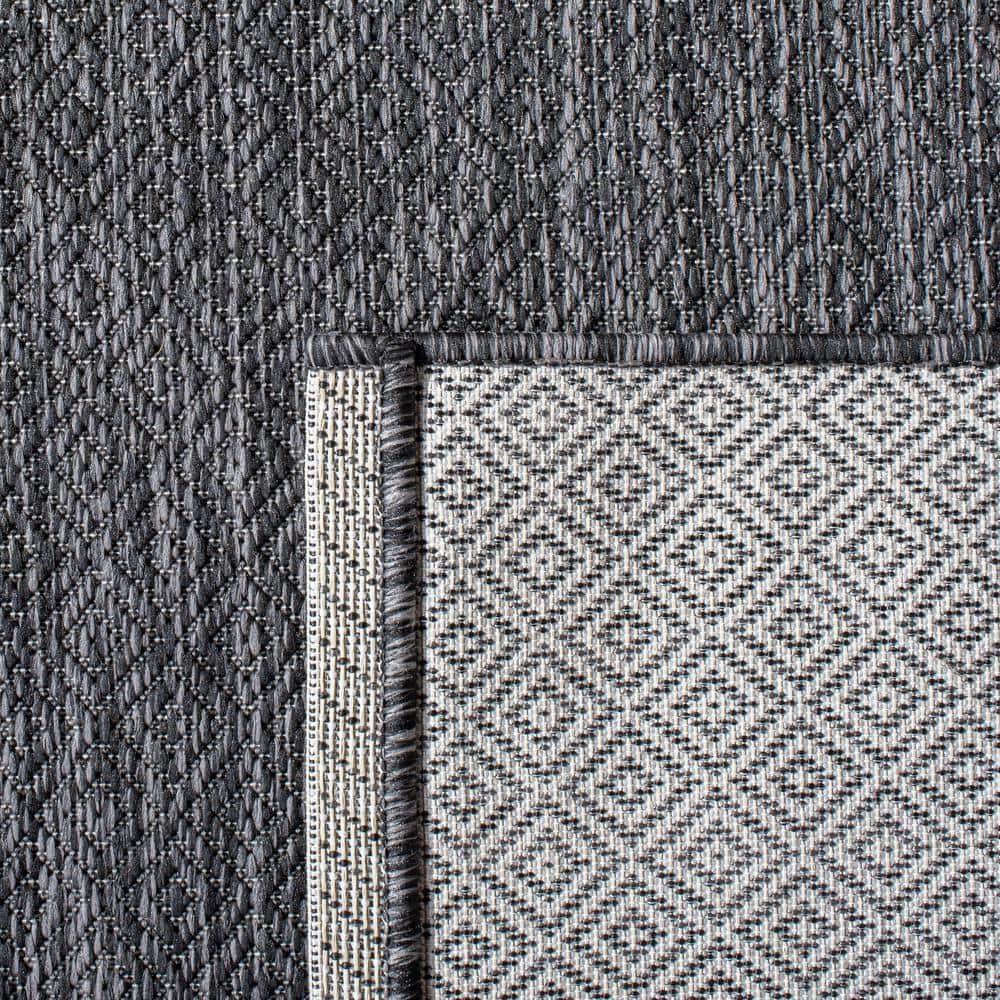 Reversible Black Square Synthetic Easy-Care Rug, 79"