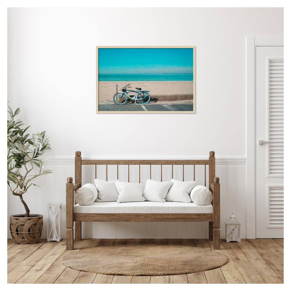 Bike to the Beach Svelte Natural Framed Scenic Landscape Print
