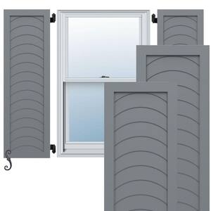 EnduraCore Kyoto Modern Style 18-in W x 56-in H Raised Panel Composite Shutters Pair in Ocean Swell