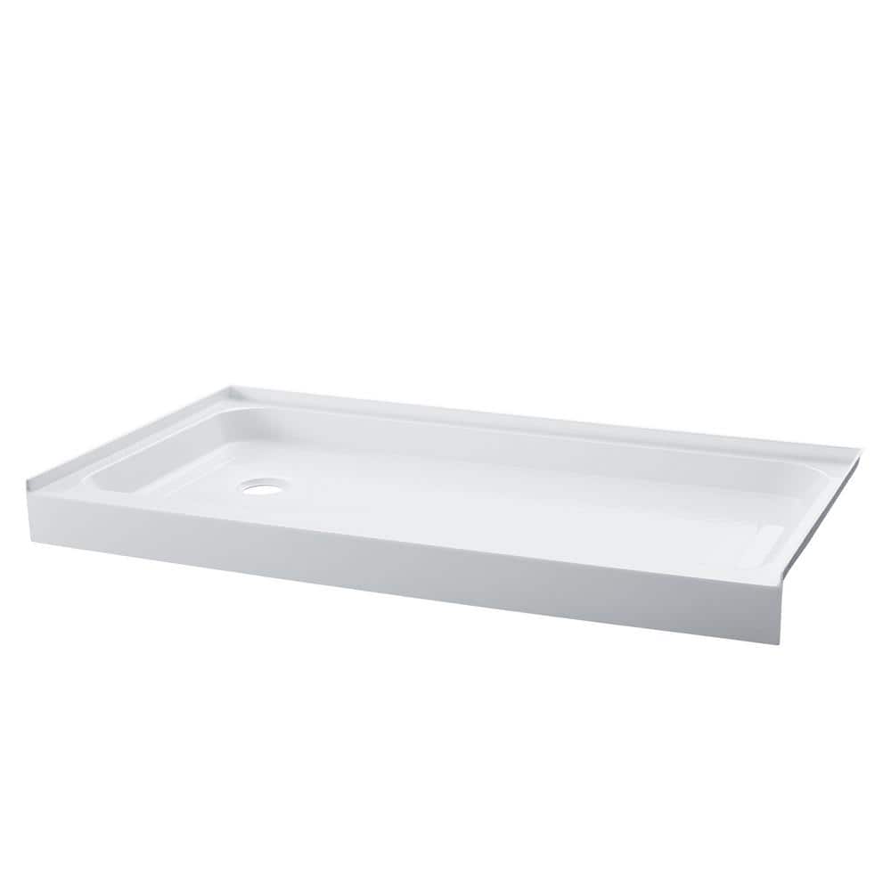 Voltaire 60" x 32" White Acrylic Shower Base with Left-Hand Drain