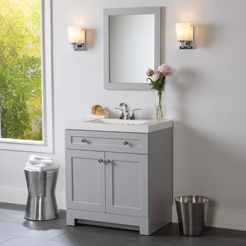 Glacier Bay Everdean 30 in. W x 19 in. D x 34 in. H Single Sink Bath Vanity in Pearl Gray with White Cultured Marble Top -  EV30P2-PG