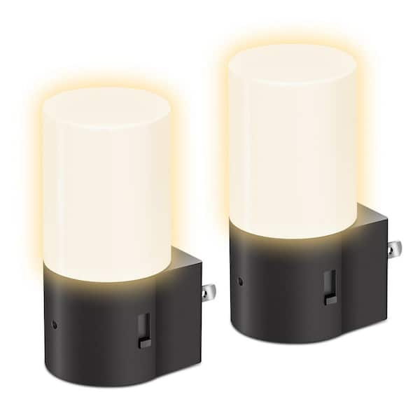 1-Light Modern Plug-In Night Lights Dimmable 3000K with Dusk to Dawn Sensor, 0-100LM Soft Glow(2-Pack)
