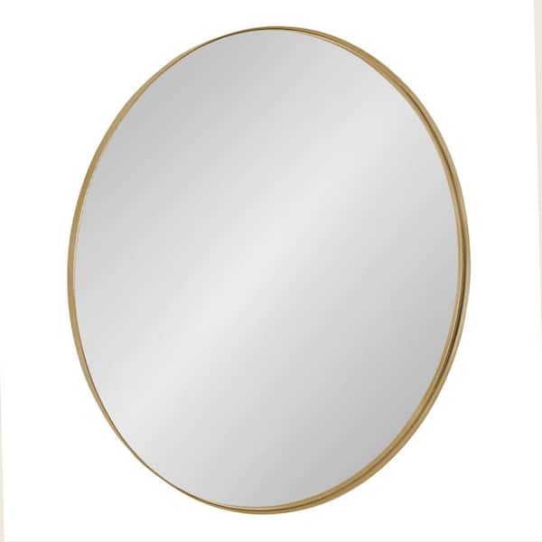 Kate and Laurel Rollo 28 in. x 28 in. Classic Round Framed Gold Wall Mirror