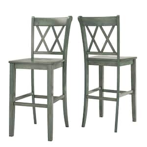 Antique Sage Double X-Back Bar Height Chairs (Set of 2)