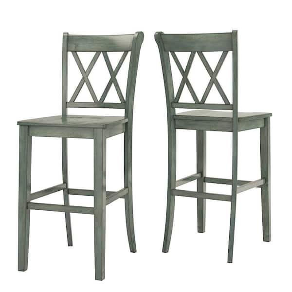 INSPIRE Q Antique Sage Double X-Back Bar Height Chairs (Set of 2