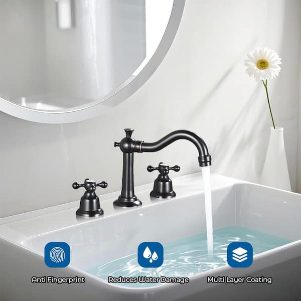 Double Handle 8 in. Widespread Bathroom Faucet 3 Hole Bathroom Sink Faucet in Oil Rubbed Bronze