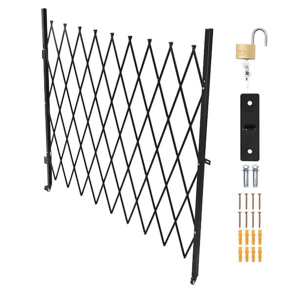 Single Folding Security Gate, Lockable Scissor Gate with 360° Swivel Casters, Retractable, 86.61 x 86.81 in. (W x H)