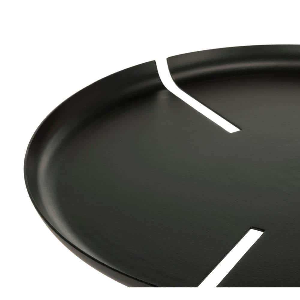 Matte Black Round Wood and Metal Side Table